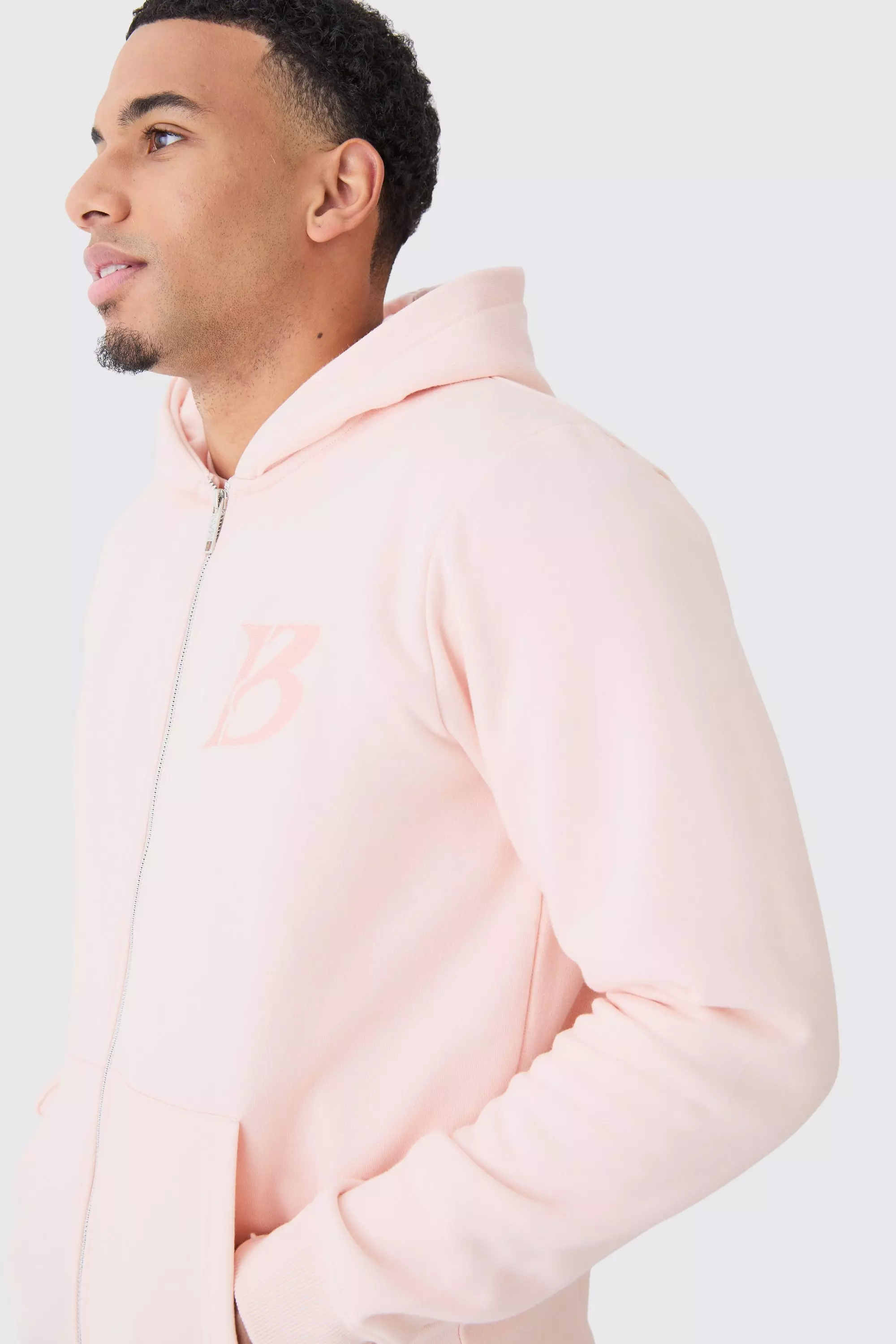 Zip Through Basic B Hoodie boohooMAN